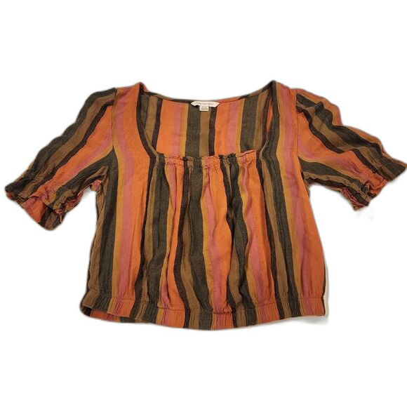 American Eagle Outfitters Women multi-color Blouse Small Bohemian Stripped Puffy - Picture 1 of 8